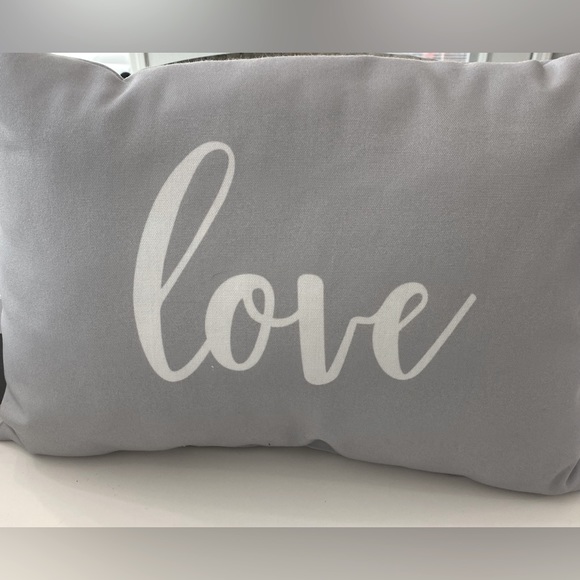 Gray White Farmhouse Shabby-Chic Rectangular Love Accent Throw Pillow 18 x 12 - Picture 4 of 4
